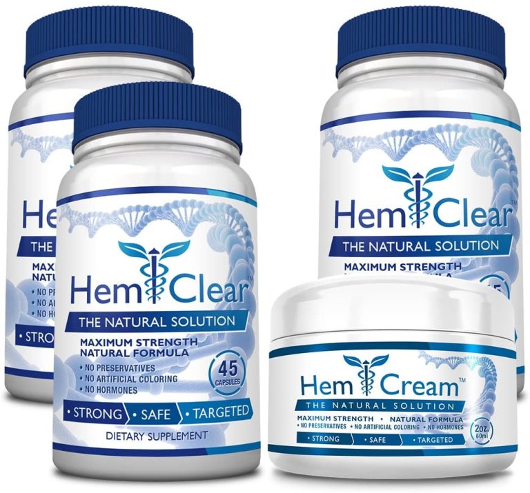 HemClear for Hemorrhoids (Maximum Strength 3 Bottles + 1 Cream)